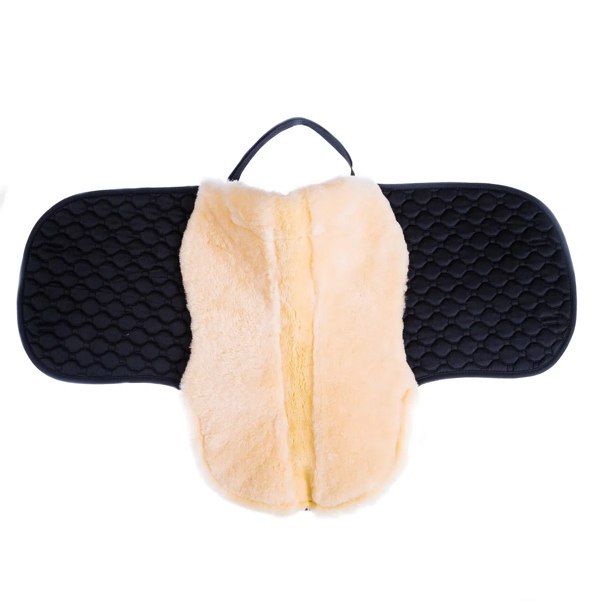 Selle de selle en peau d'agneau véritable et coussin polyvalent avec fourrure d'agneau véritable et coton matelassé