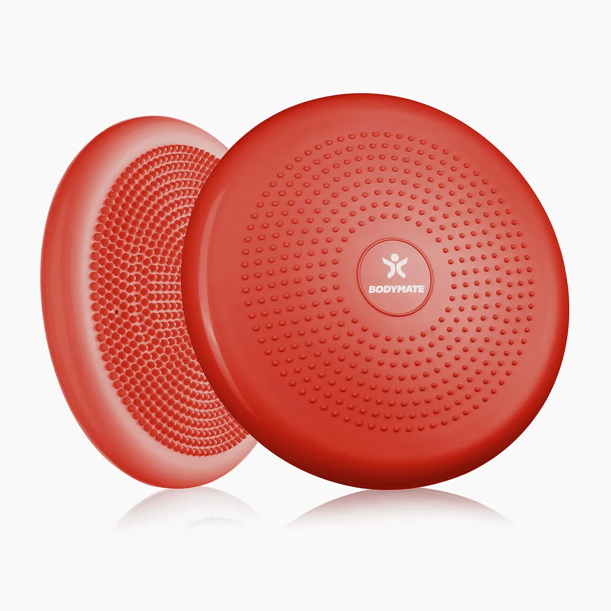BODYMATE Coussin d'assise ballon avec pompe rouge poivré de 34 cm de diamètre - Coussin d'équilibre, coussin d'air, coussin d'équilibre, coussin à picots - Entraînement du cœur, du fitness, de la