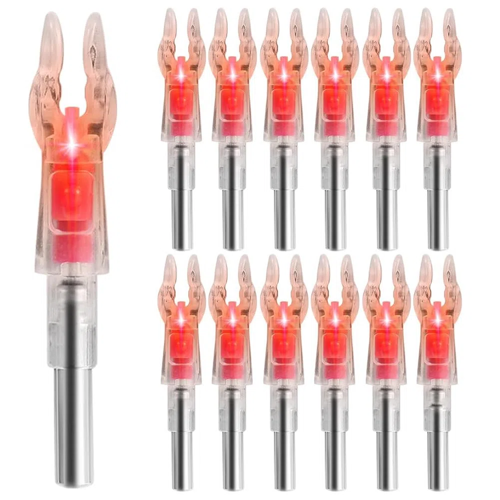 12 Encoches Lumineuses pour Flèches avec Diamètre Intérieur de 0,204, Encoches Lumineuses Haute Visibilité, Encoches de Flèches Lumineuses Rouges