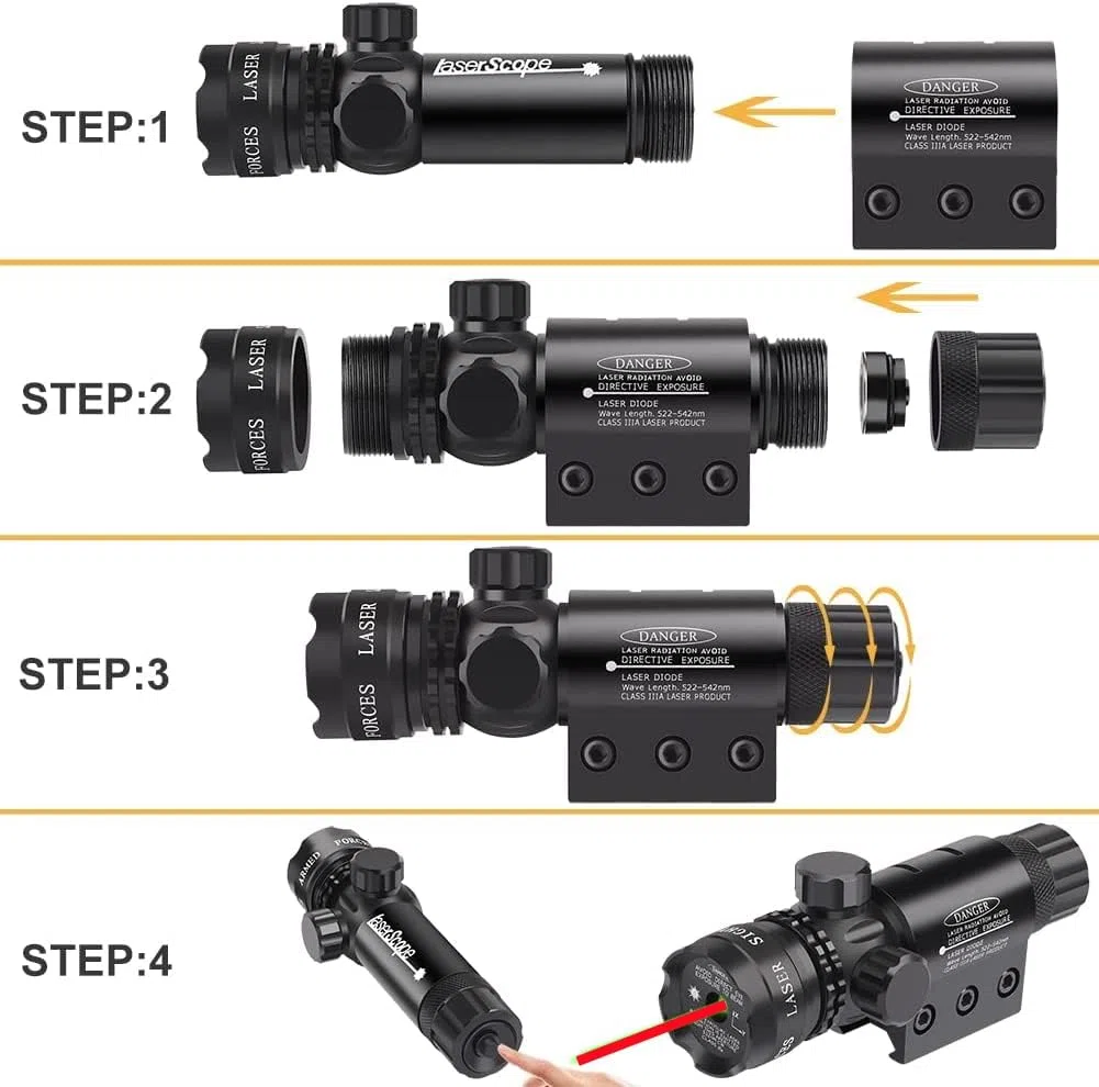 KinZon Viseur Laser Rouge Tactique avec Interrupteur à Pression, avec Montage sur Rails Picatinny Weaver 20mm et Mlok, Lunette de visée pour Fusil de Chasse et Airsoft
