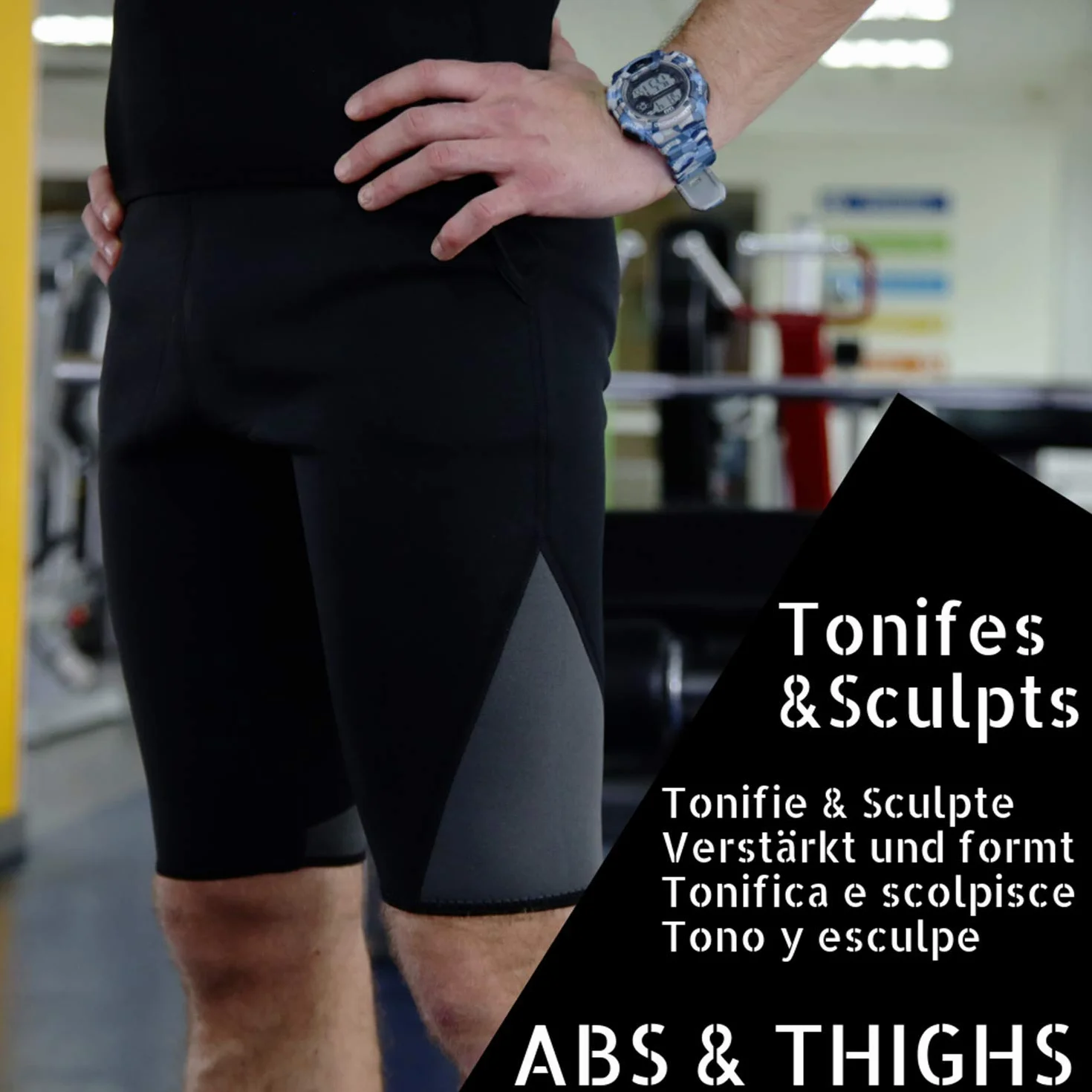 Short de Sudation Amincissant Homme en Neoprene VeoFit : Tonifie Le Ventre Mou et raffermit Les Cuisses Tailles S-XXXL,Noir