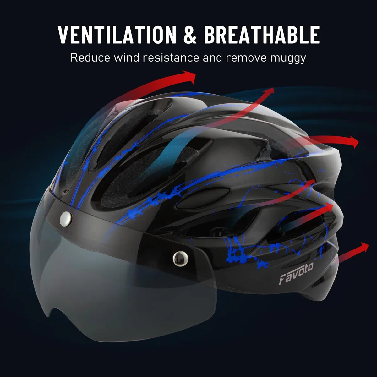 Favoto Casque de Vélo avec Visière Lumineuse - Casque Cyclisme Léger Respirante pour Adultes Hommes Femmes Technologie EPS Inmould Doublure Amovible Réglable