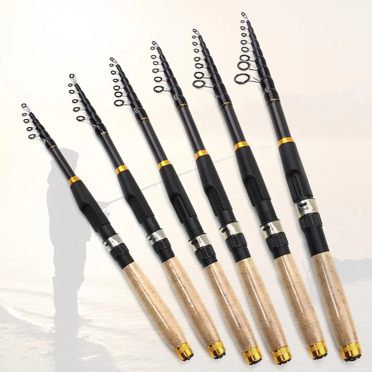 Modèle YG020 1.8 m-3.6 m Canne à pêche télescopique Multifonction poignée en liège Carpe en Fiber de Carbone Tige de Filature Portable pôle de Voyage matériel de Poisson(3.6)