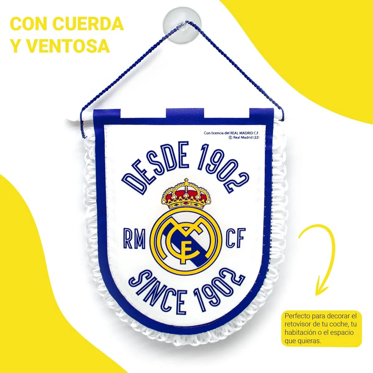 Real Madrid Fanion Officiel Since 1902 Petite Voiture 14 x 11,5 cm