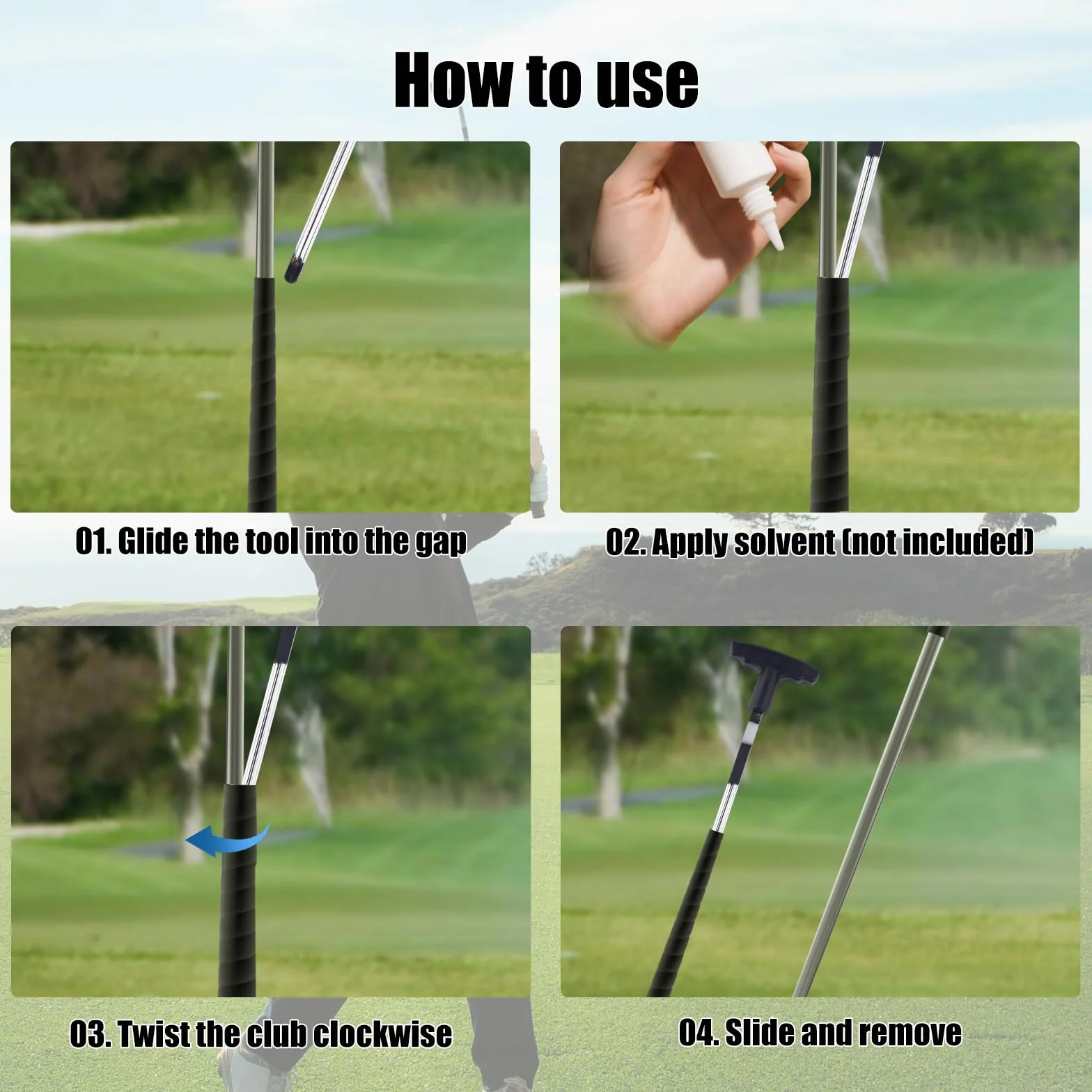 Gosknor Outil Retrait Grip de Golf et de Ruban Adhésif, Extracteur Grip à Rainure en V Économiseur Outil Réparation Durable pour Un Regrippage Facile des Clubs Accessoires Essentiels