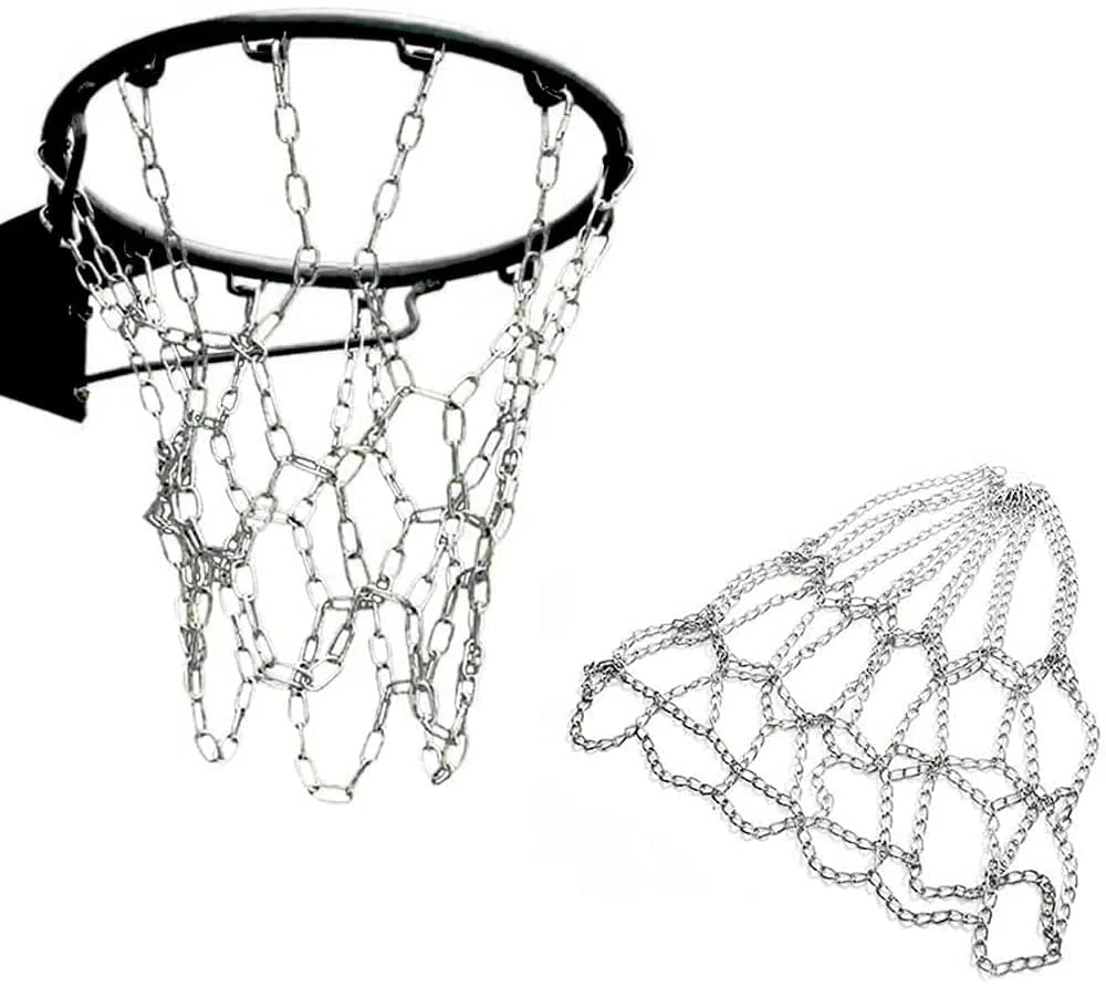 Filet de Basket Bal, Filet de Basket-Ball en Métal Extérieur, Basket-Ball Filet Remplacement, Filet Robuste de Basketball, pour Terrain de Basket Intérieur, Terrain de Basket Campus