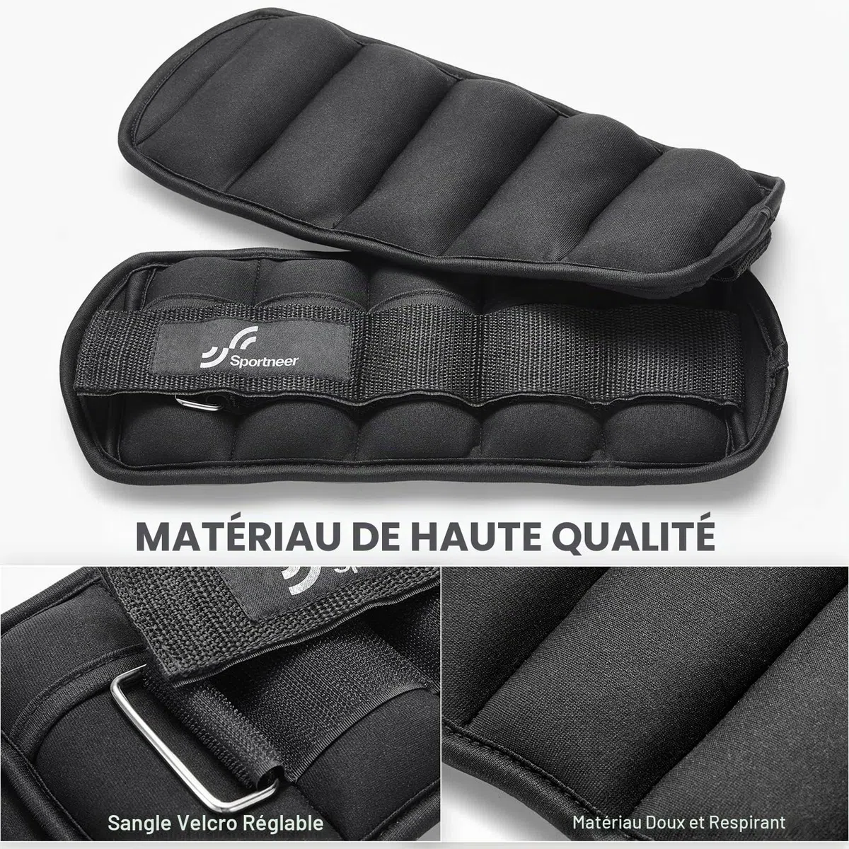 Sportneer Lot de 2 poids de cheville réglables - Sangle de poignet - 0,45 kg - 2,25 kg (par cheville) / 0,9 kg - 4,5 kg (par paire)