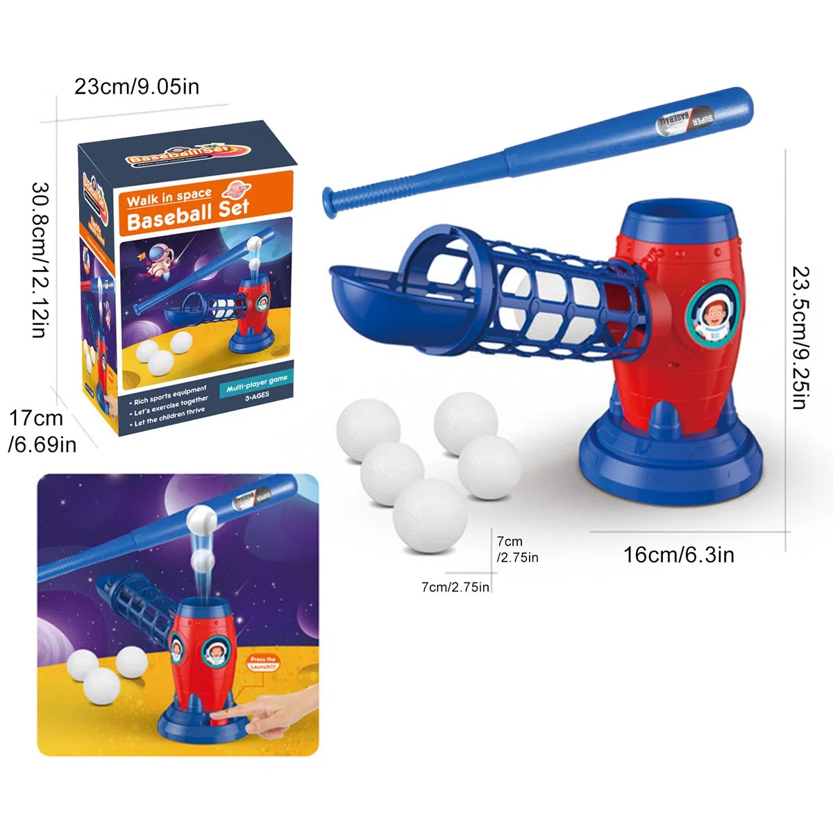 Lanceur de Tennis et de Baseball – Lanceur de Sport électrique, Lanceur de Balle Automatique, Ensemble d'entraînement léger pour , Support de Base Stable, Installation Facile | Parfait pour Les