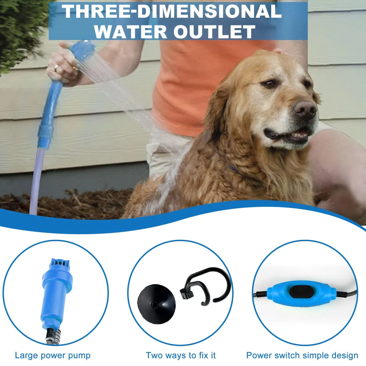 GOMETY Douche de camping portable - Douche d'extérieur 12 V - Douche extérieure portable avec tuyau - Douche de camping avec pompe - Douche de camping avec pompe - Portable pour jardin, voyage, lavage