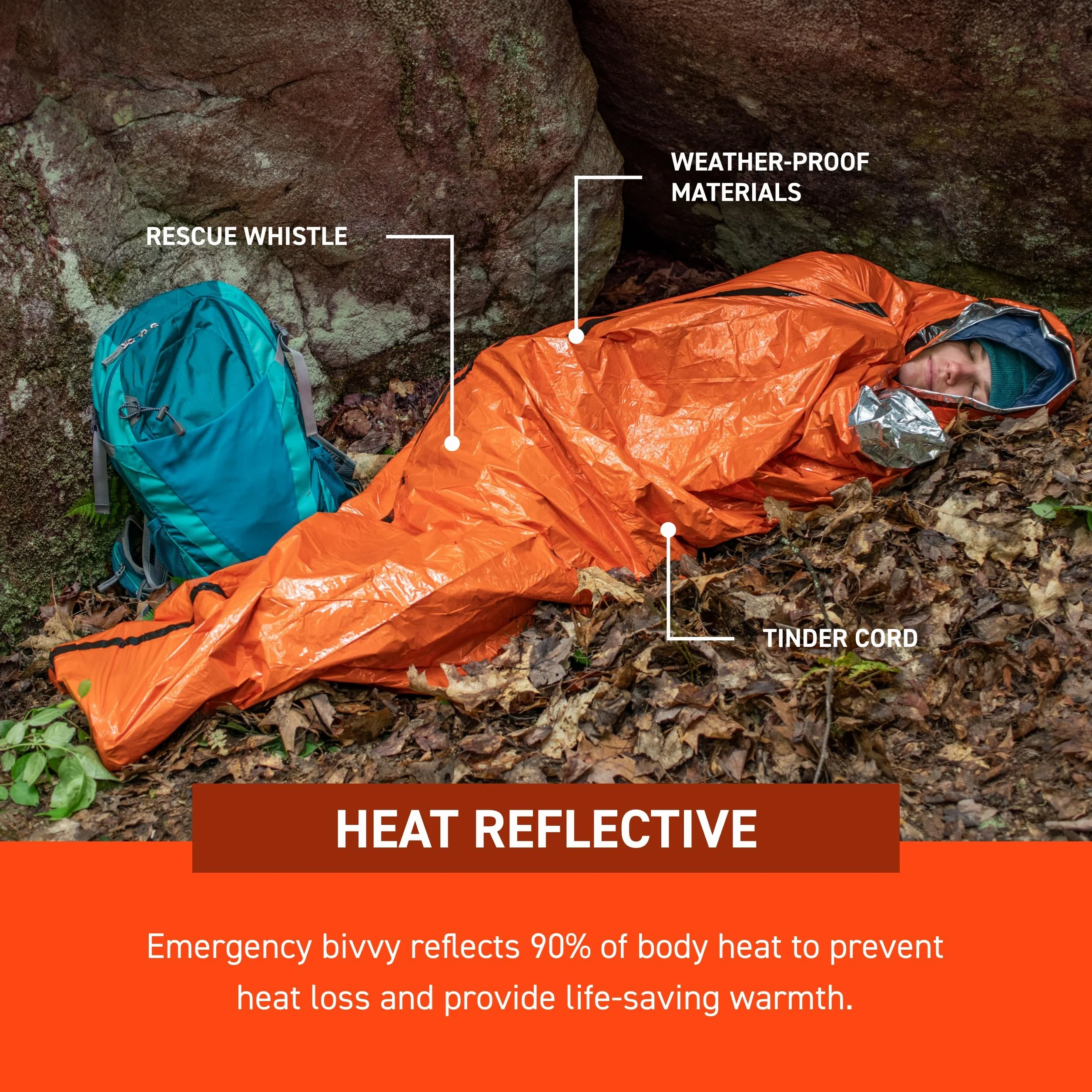 S.O.L. Survive Outdoors Longer S.O.L. 90% Reflective Ultra-Lightweight Emergency Bivvy, Multiple Colors