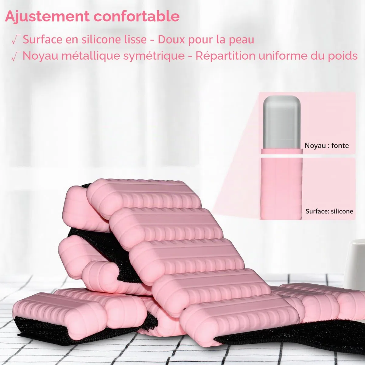 TOPESCT Lot de 2 poids réglables (450 g chacun), poignets et chevilles, pour yoga, danse, barre, pilates, cardio, aérobic, marche