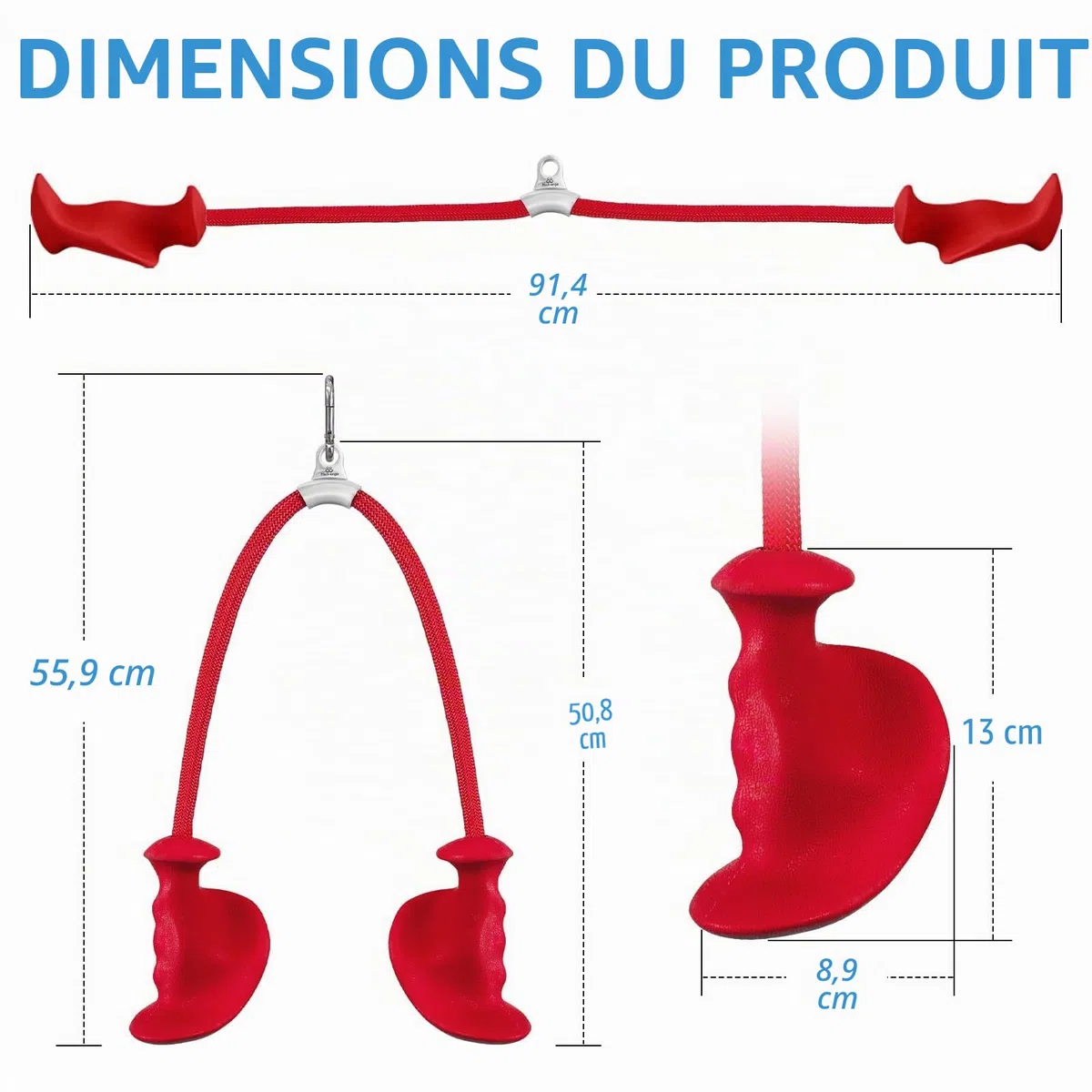 HXD-ERGO Corde Triceps Musculation, Corde de Tension de Triceps pour l'Entraînement des Biceps et des Triceps, pour Poulie à Câble ou Tour de Poids