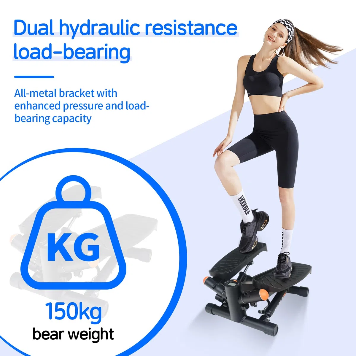 Mini Stepper pour la Maison avec Power Ropes Stepper Fitness Up Down Swing avec écran Intelligent pour la Maison, Home Trainer 150 kg