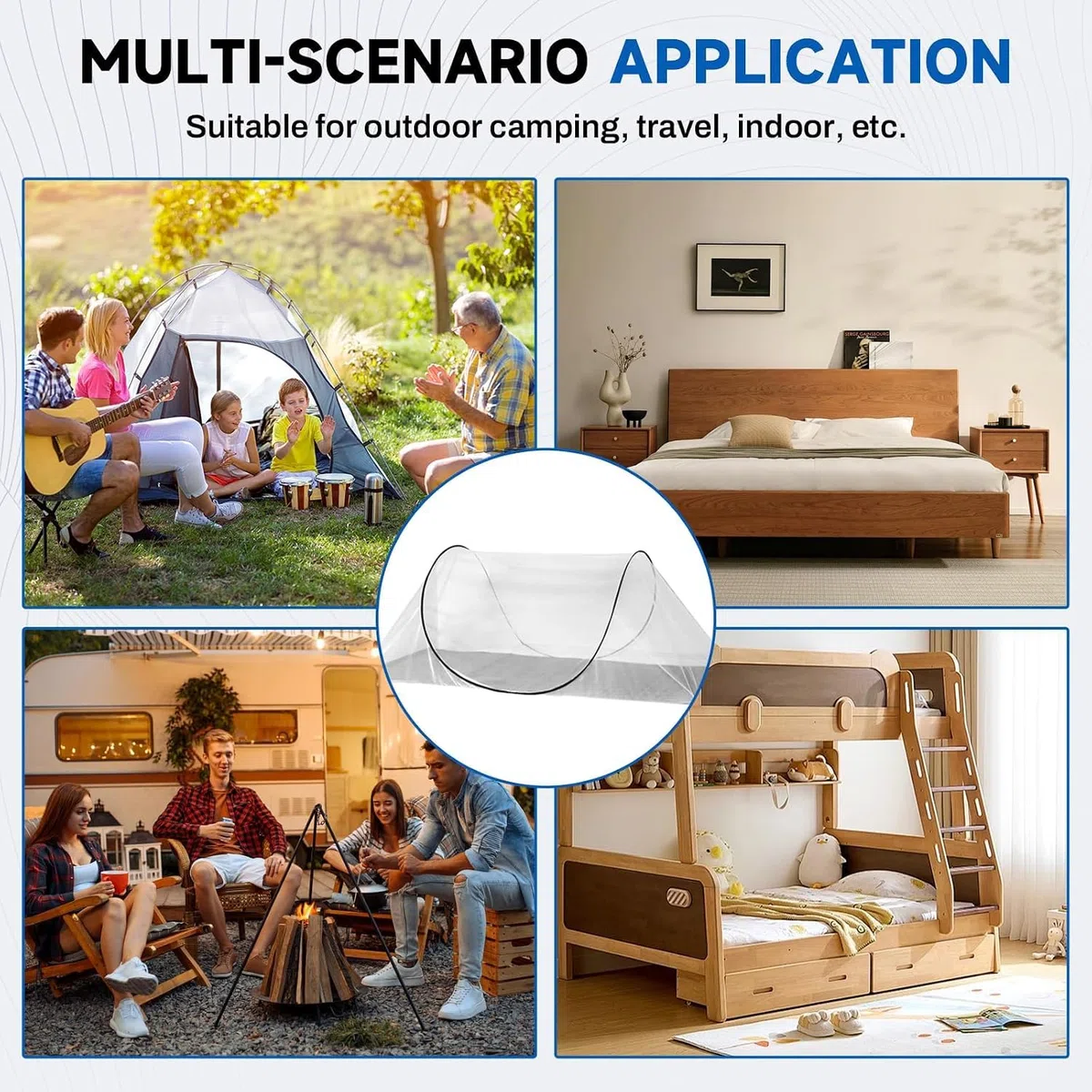 Moustiquaire Pop Up, Moustiquaire Légère et Pliable avec Fermeture Éclair Répulsif Anti-Moustiques à 360° Tente Moustiquaire de Voyage Pop-up sans Installation pour Camping, Dortoir, Maison