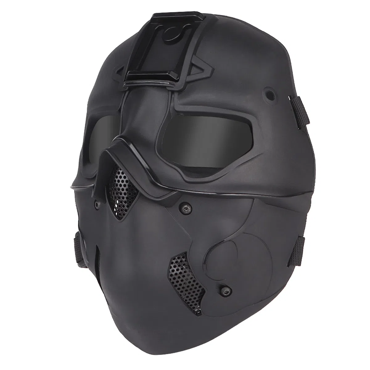 Masque tactique, masque de protection pour paintball avec visière complète en forme de tête de mort pour jeux de tirs, Halloween, cosplay, déguisement, fête - Noir (B)