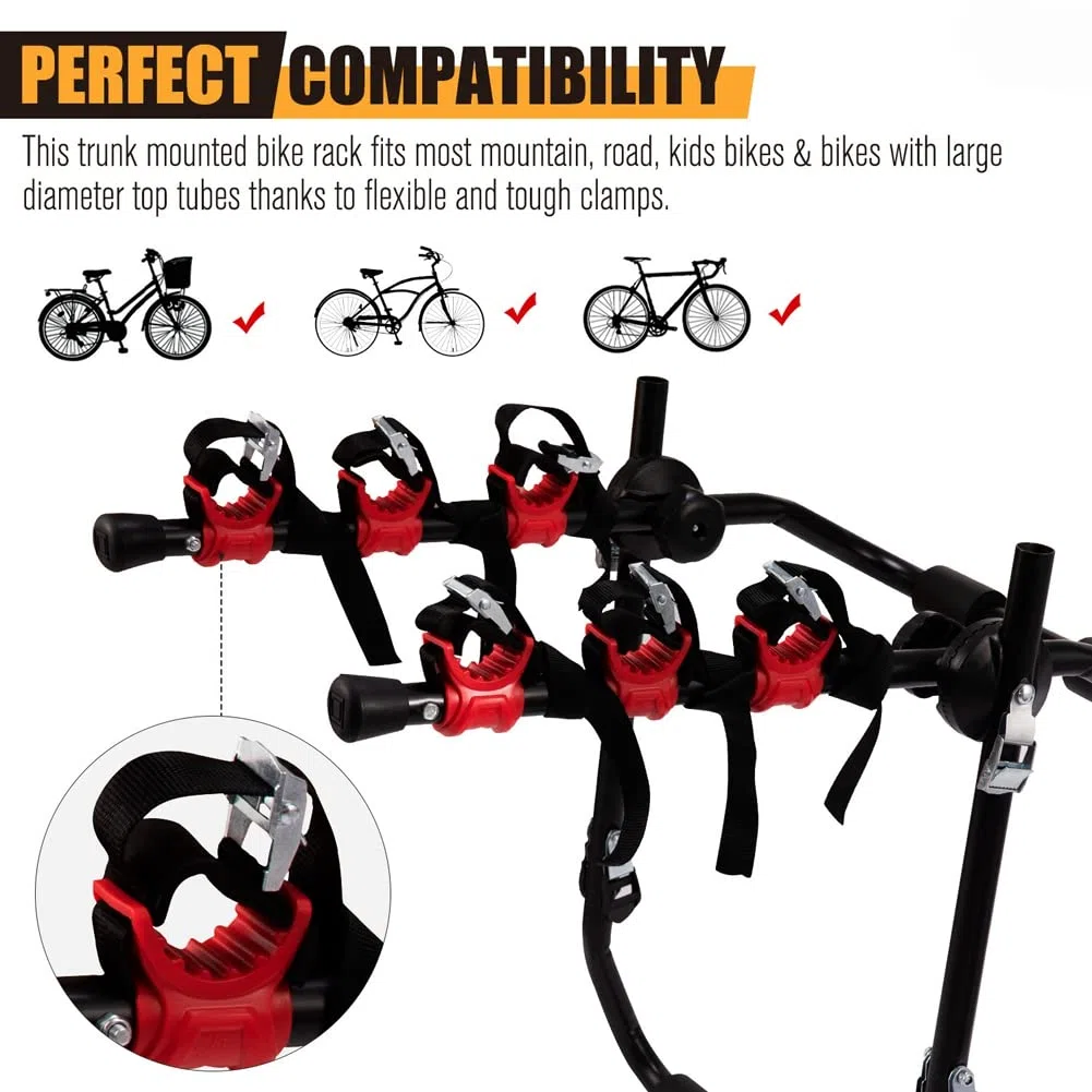 Blueshyhall Lot de 6 Crochets de Porte-vélos Voiture Rechange de Porte vélo pour Coffre de Voiture Compatible avec Forme de U et de V, Tail Tow Mount Bicycle Rack Accessoires (Sangles Nylon)