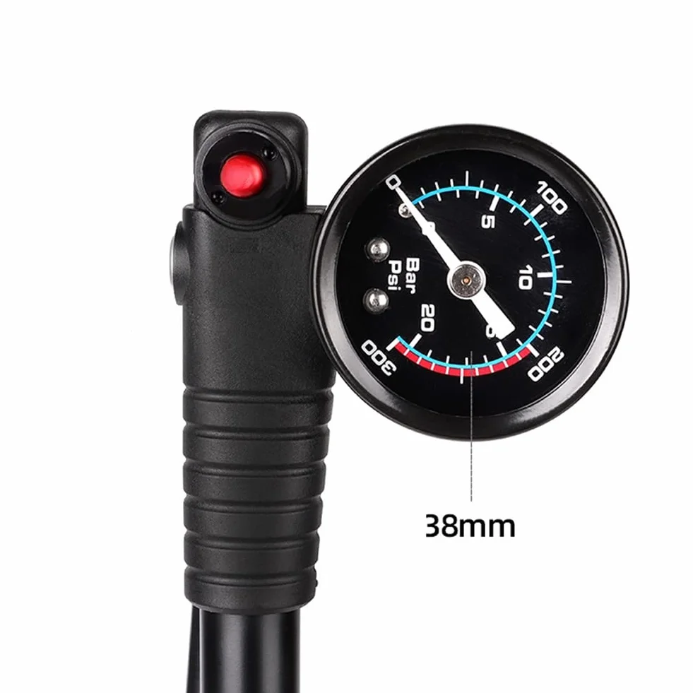 SPORTARC Pompe d'amortisseur de vélo pour VTT, vélo de route et moto - Haute pression 300 psi pour fourche avant et arrière et amortisseurs pneumatiques (noir)