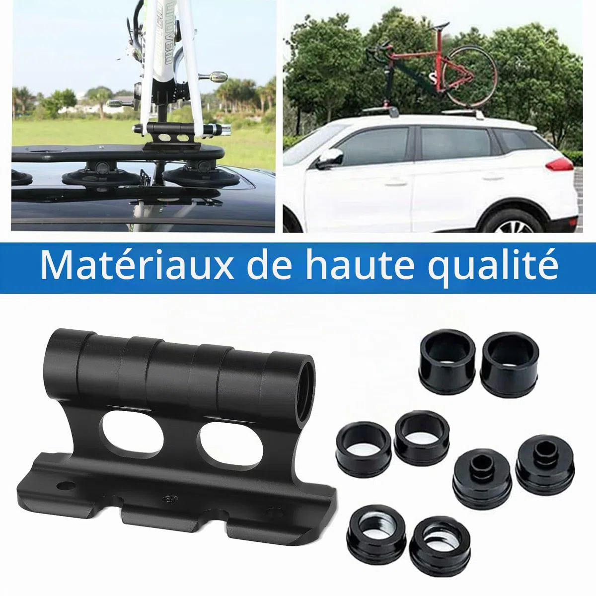 2PCS Support de Fixation de Fourche de Vélo, Support de Fourche de Vélo à Dégagement Rapide, Support Velo Voiture avec 4 Fixations Amovibles, 6 * Vis pour Remorque Ou Porte-Bagages De Camion Stockage