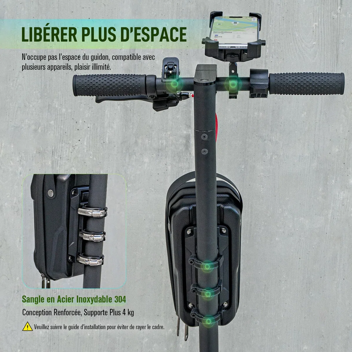 Jeebel Sac de Trottinette Électrique 3/4/5L Sacoche de Guidon Étanche Grande Capacité avec Système Fixation Rapide - Sac Avant pour E Scooter Xiaomi Mijia Sedway Ninebot (3 L)