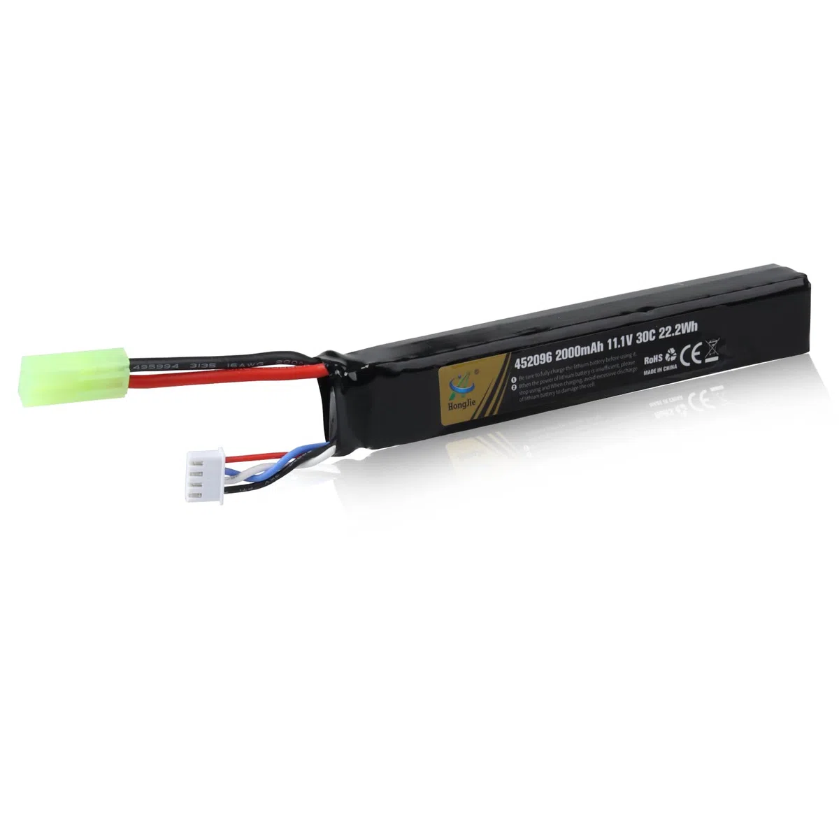 Batterie LiPo Rechargeable 11,1 V 2000 mAh, Compatible avec Le Connecteur Tamiya 3S 30 C pour Airsoft M4, M110, AK47, MP5, Scar, M249, AUG, AEG, MP5K, M60, RPK, PKM et Modèles Réduits