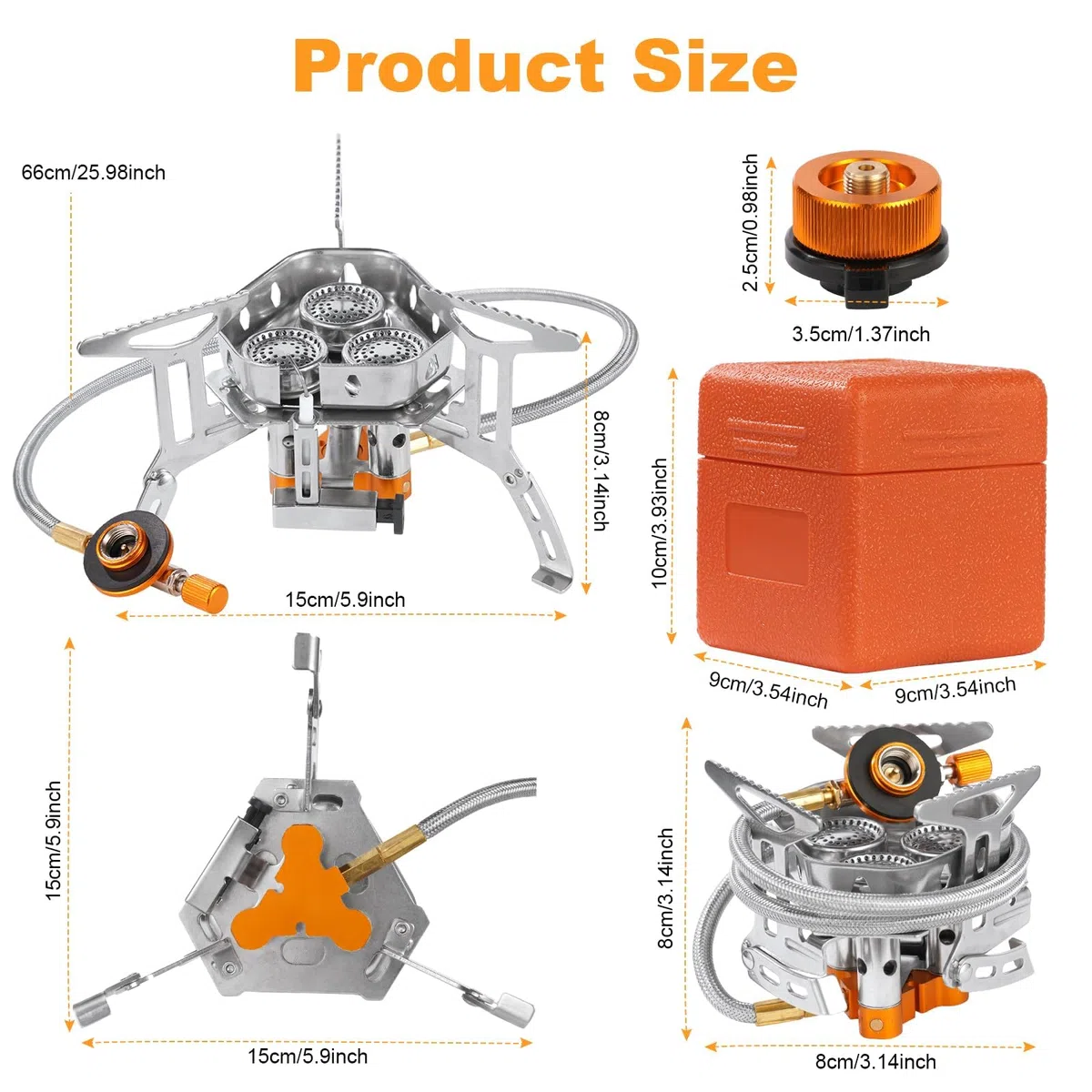 Réchaud de Camping à Gaz, 6800W Portable Brûleur Camping Super Puissance de Feu, Trois brûleurs avec Bouton d'Allumage, Pliable Poids Léger Coupe-vent, pour Camping/Randonnée/Pique-Nique