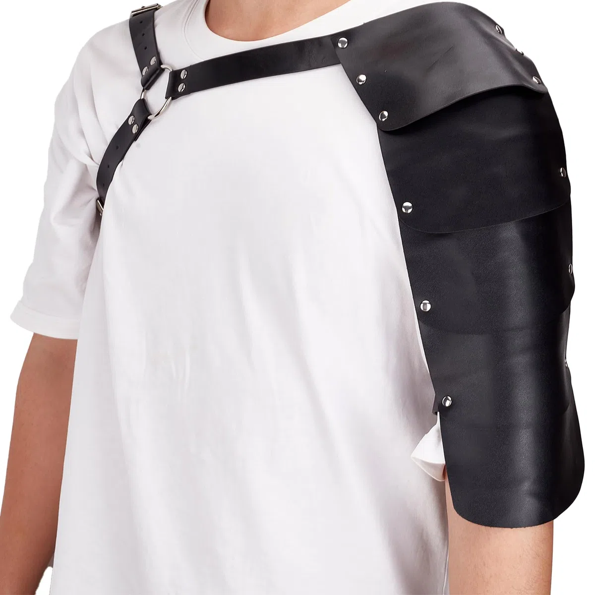 NICENEEDED Armure Médiévale à Épaule Unique Harnais de Chevalier Gladiateur en Cuir PU Armures D'Épaule Simples Réglables