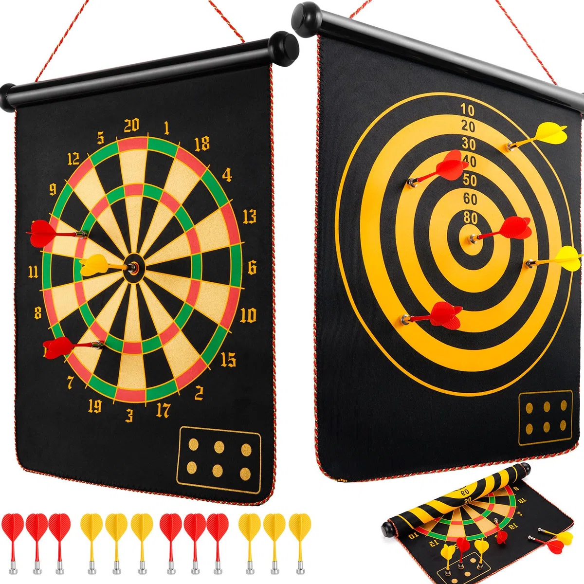 Cible de fléchettes magnétique pour Enfants avec 12 fléchettes sûres, Double Face, Cadeaux pour Enfants de 4, 5, 6, 7, 8, 9, 10, 11, 12 Ans, Jeu d'intérieur et d'extérieur