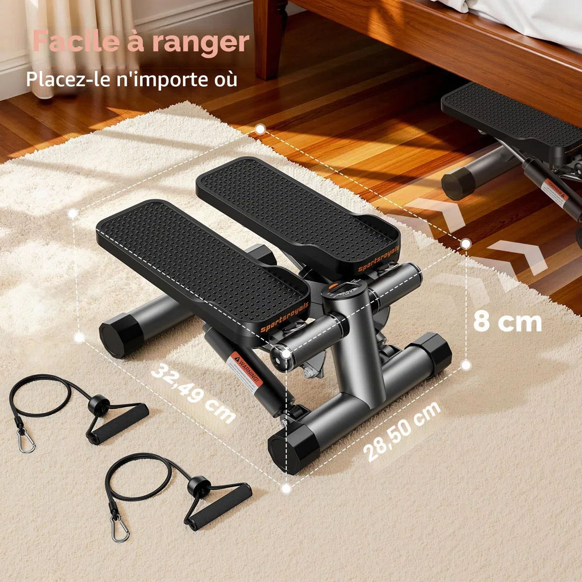 Sportsroyals Stepper d'escalier pour Exercices - Torsadé avec Bandes de résistance et capacité de Poids de 150 kg
