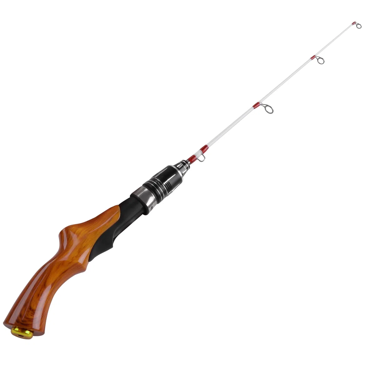 Canne à pêche sur glace Ultraléger Hiver Spinning Pôle de pêche sur glace S'attaquer à la poignée en bois Mini Ice Spinning Rod Outil de pêche