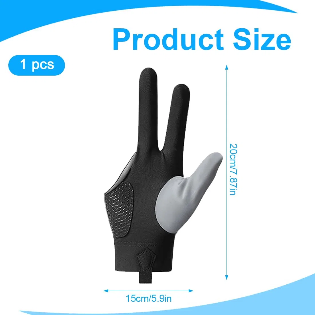 3 Finger Billard Gants Gants Snooker Cue main droite