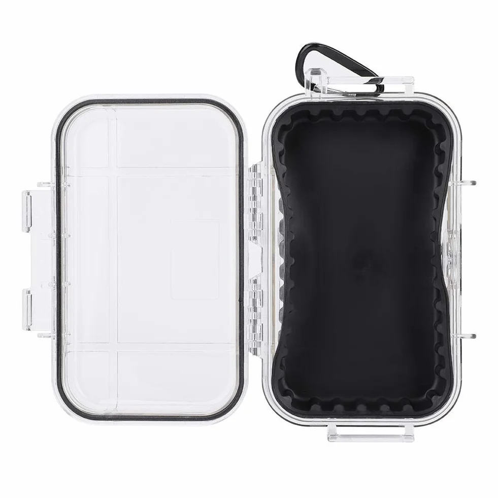 Boite Etanche Survie,Waterproof Box,Étanche Boîte Sèche Hermétique Eérieur Antichoc Étui De Rangement Polyvalent Carry Box Conteneur Intérieur Caoutchouc Pad Amovible(Transparent)