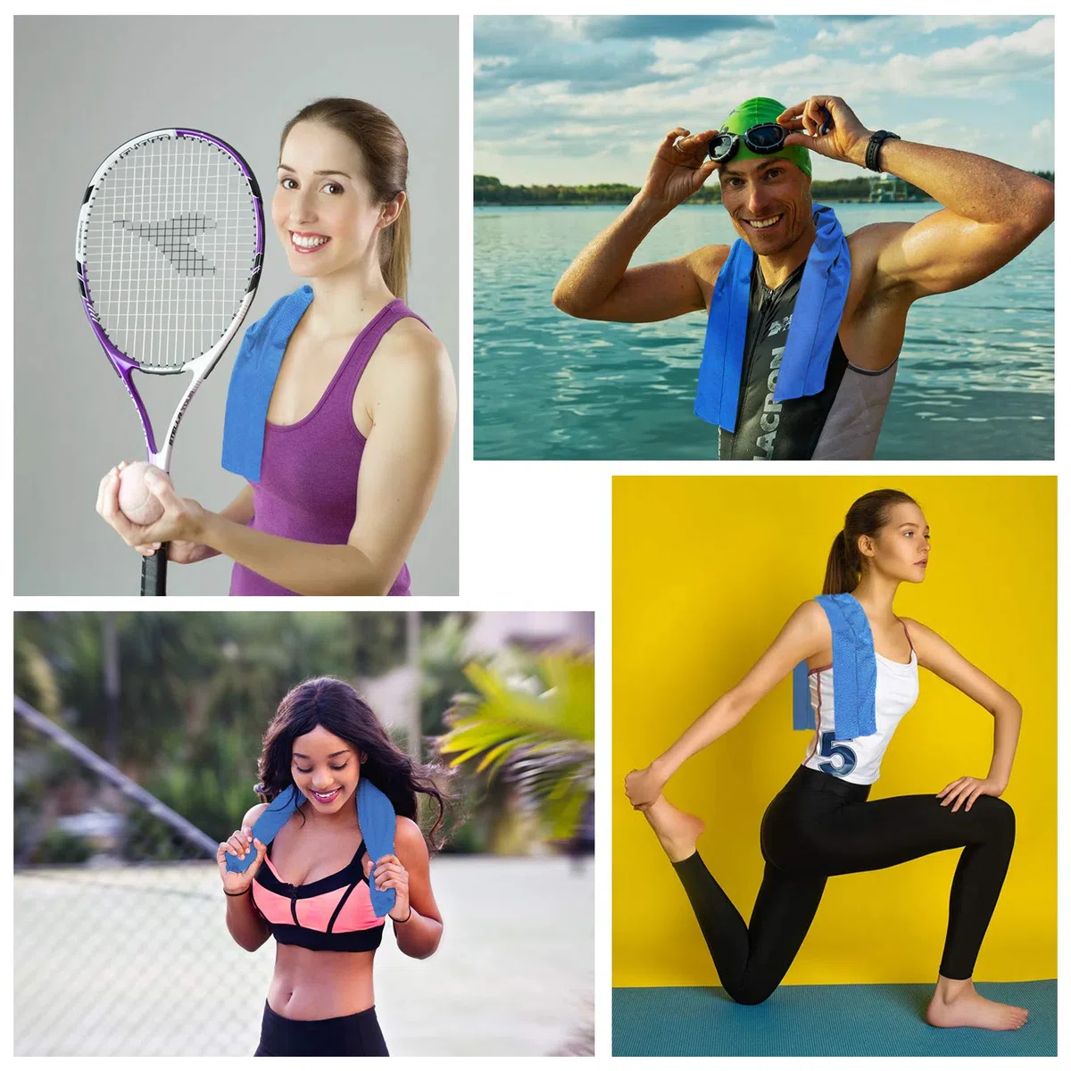 Yisscen 10 PCS Serviette rafraîchissante, Serviette rafraîchissante en Microfibre, Serviette de Refroidissement, Serviette de Sport, pour Le Yoga, Le Golf, la Plage, l'entraînement, Les Voyages