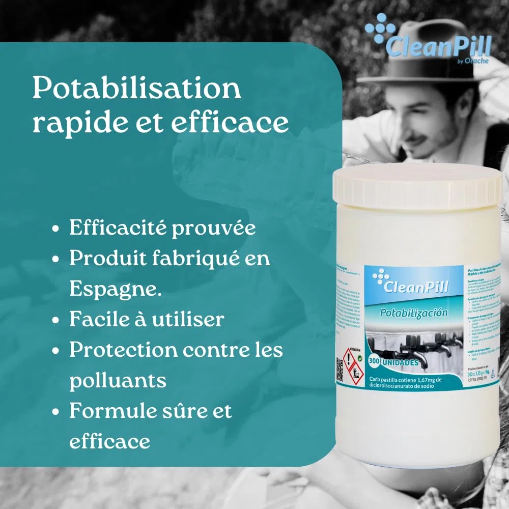 Comprimés de purification de l'eau - Cleanpill - 300 comprimés