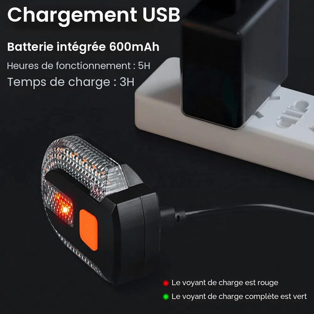Feu Arrière de Vélo Avec Clignotants - Fendus Télécommande Sans Fil pour Le Cyclisme Rechargeable 5 Modes d'avertissement de Sécurité Lumières Stroboscopiques