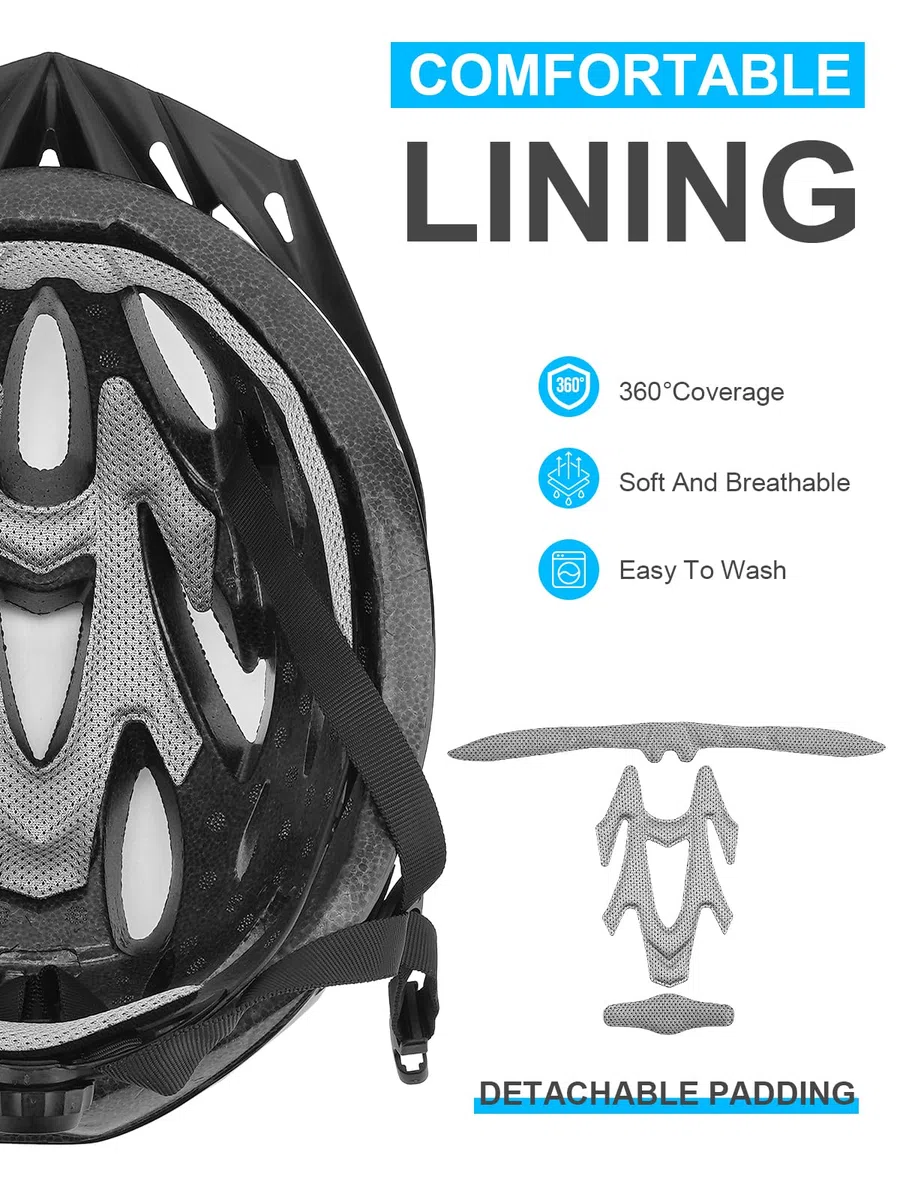 Casque de vélo pour homme et femme avec lumière pour adulte unisexe - Casque de vélo de montagne réglable - 58 à 62 cm