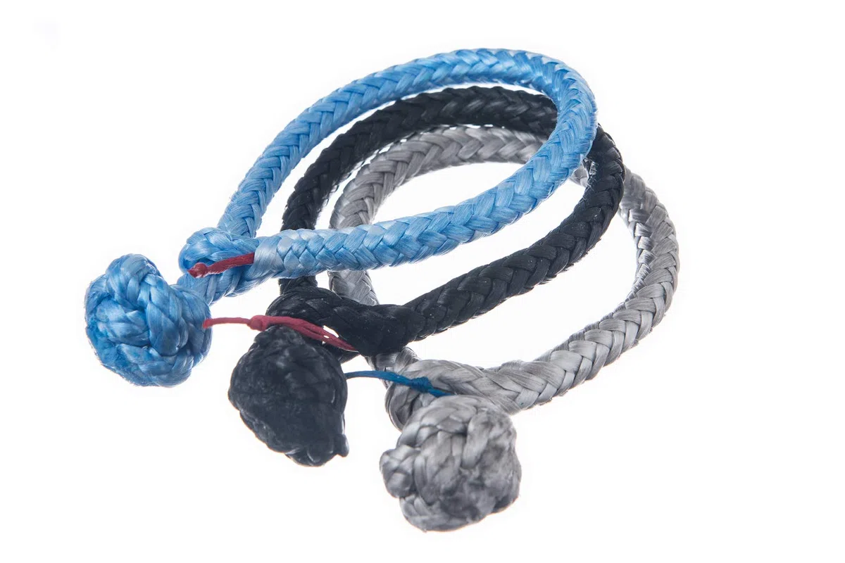 Manille en Dyneema - 5 mm - Bleu - Charge de rupture : plus de 2000 kg.