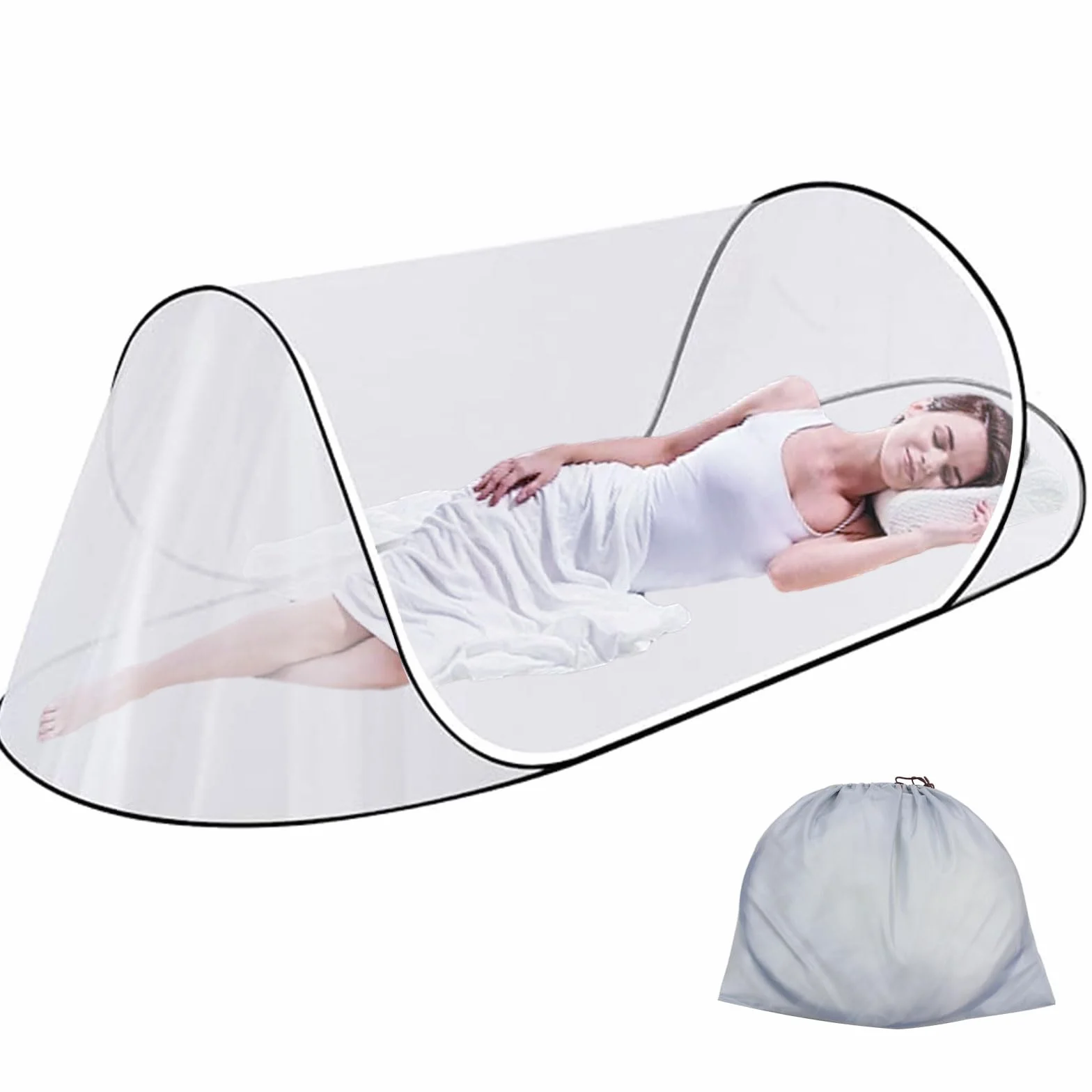 Moustiquaire Pop Up, 200 x 80 x 56 cm Moustiquaire Pliable, Moustiquaire de Camping Portable pour Lit, Voyage, Camping en Plein Air Confortable, Rapide et Portable