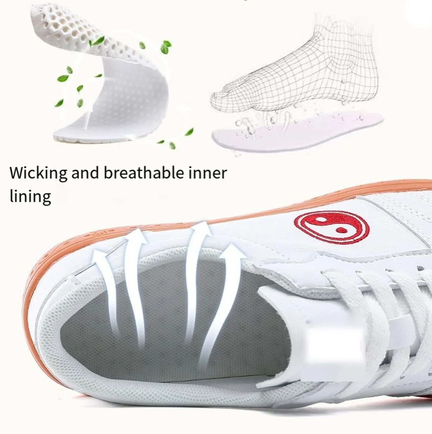 FUELIX Chaussures De Taichi, Chaussures Art Martiaux, Chaussures De Taekwondo, Arts Martiaux Kung Fu Baskets Cuir Ballerines Qi Gong Unisexe, Léger, Non Slip, Respirant Pour Marche Fitness