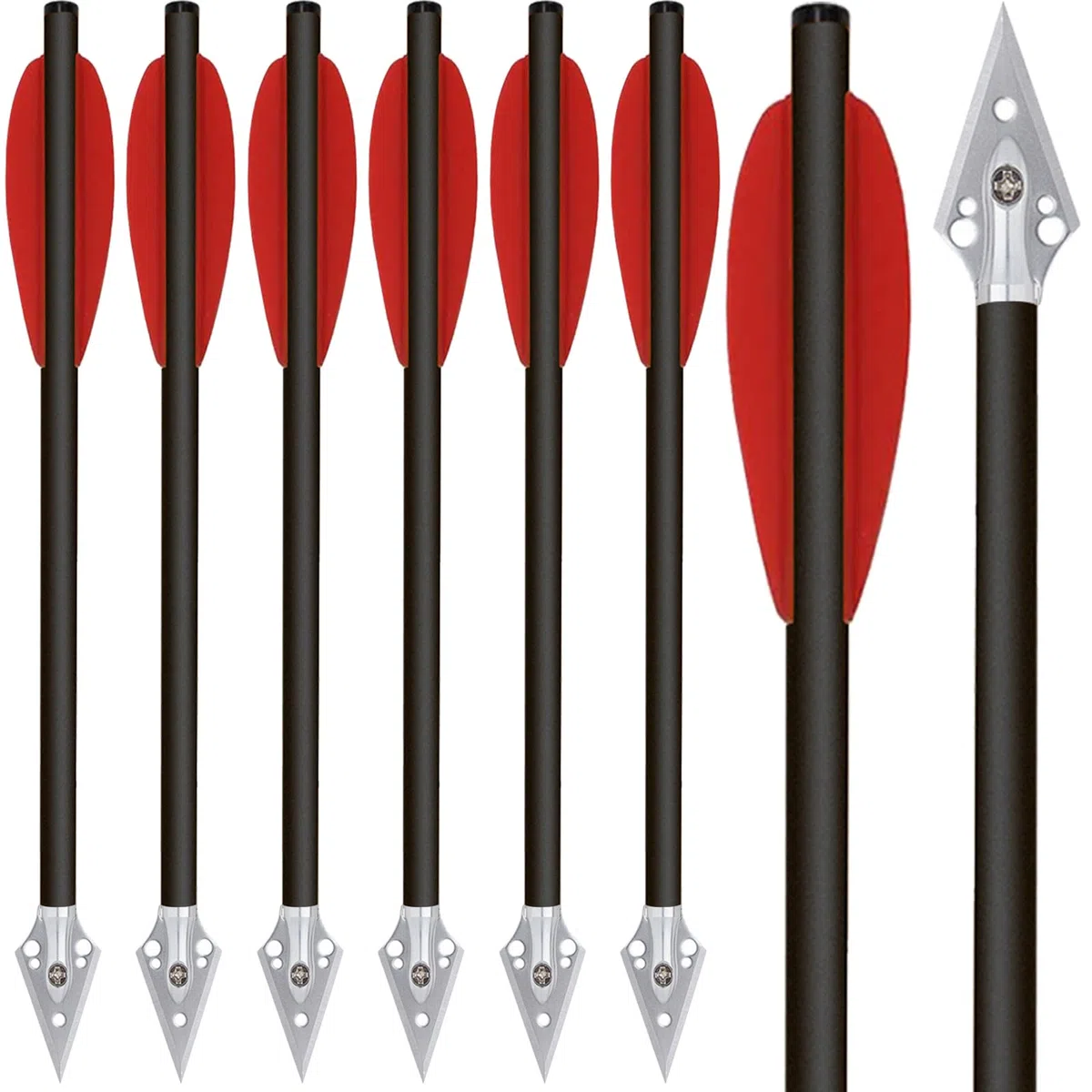 6.3" Mini Pistolet Boulons d'arbalète,Flèches d'arbalète en Carbone avec Pointes Broadhead en Acier pour arbalète de précision 50-80lbs Pratiquer la Cible de tir et la Chasse