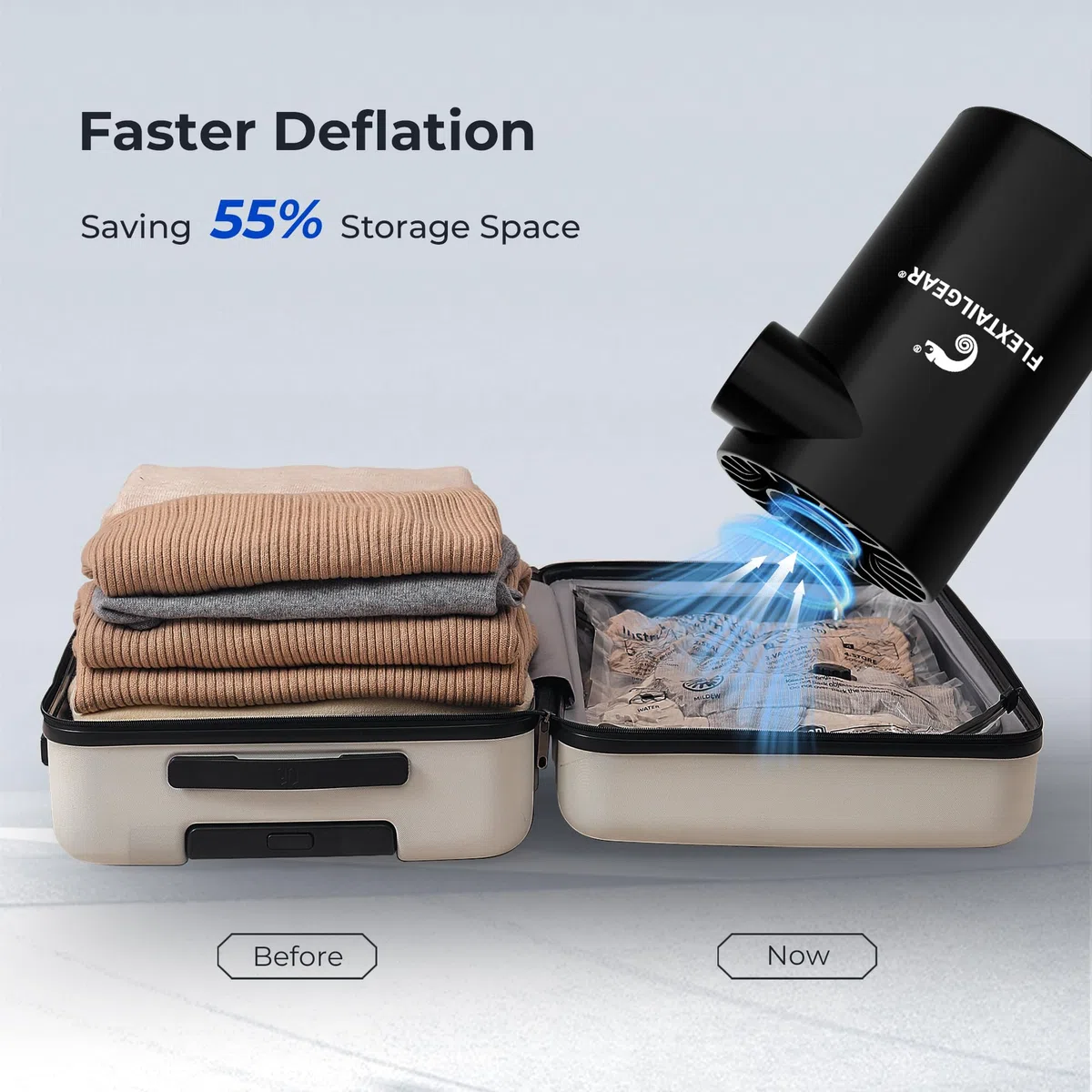 FLEXTAILGEAR Evo Pump, Pompe électrique Portable 4500Pa, Pompe pour Matelas pneumatique 250L/min, Batterie 3800mAh, gonflage et dégonflage pour lit pneumatique