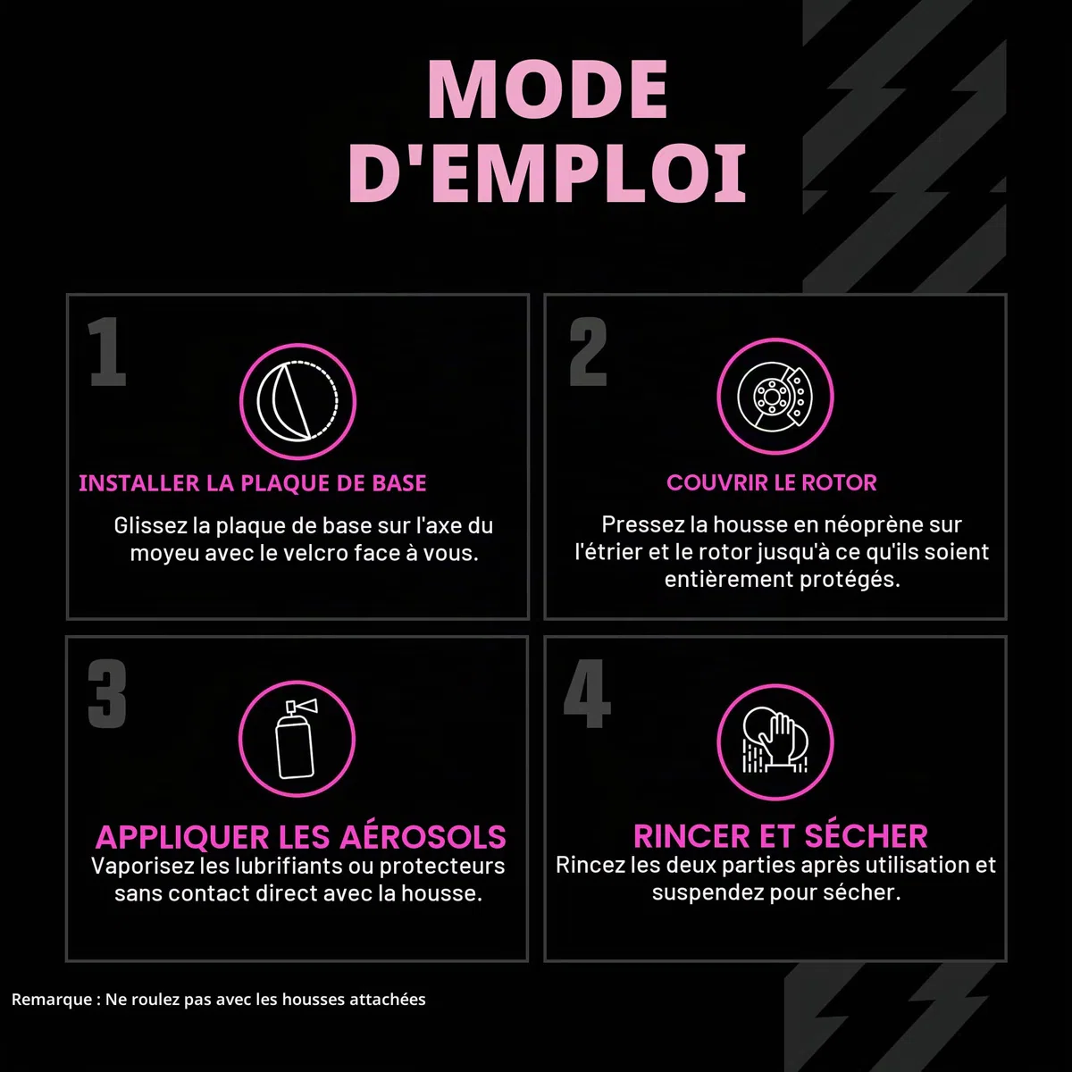 Muc-Off Housses Frein à Disque Motifs Éclairs, Lot de 2 - Protections pour Frein à Disque de Vélo en Néoprène Lavable - Protège des Projections et des Dégâts en Déplacement
