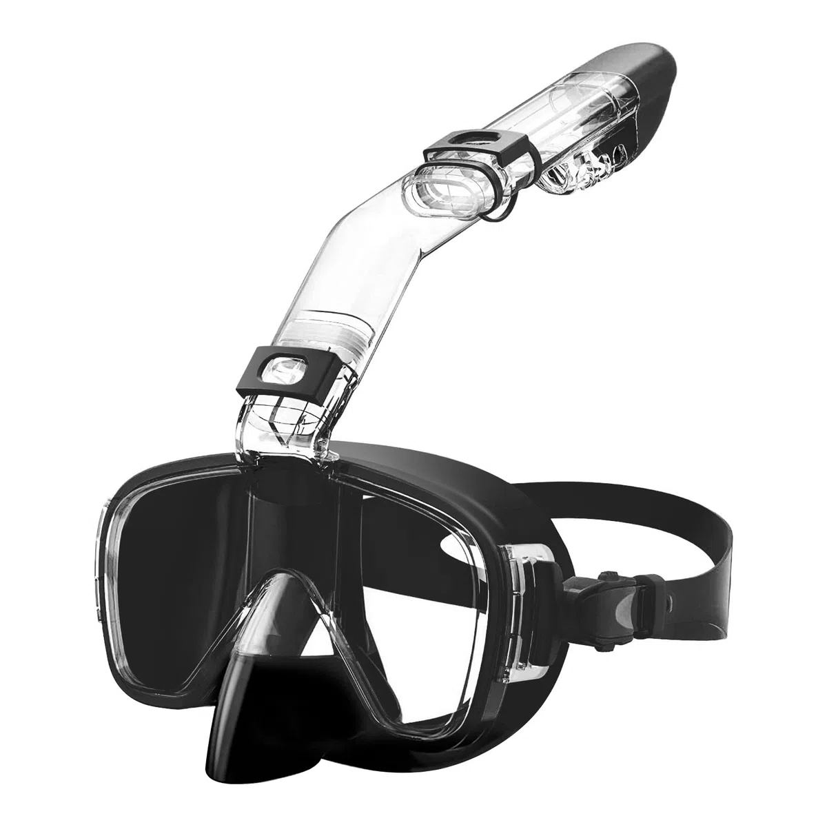 Dry Snorkel Kit Tempered Glass Swim and Dive Goggles Lunettes de Natation et de Plongée 180° Anti-Fog Goggles Free Breathing Goggles Lunettes de Respiration Libre