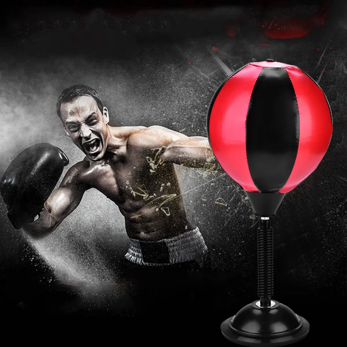 Sac de Poinçonnage de Bureau, Sac de Boxe en Relief de Contrainte Robuste avec Base D'aspiration pour la Maison de Bureau 15,35 Pouces de Hauteur