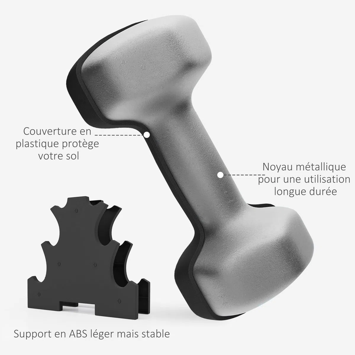 SPORTNOW Ensemble d'haltères hexagonaux courtes total 12 Kg - support d'haltères incluses - pour la musculation, 6 haltères - 2 x 1kg, 2 x 2kg, 2 x 3kg