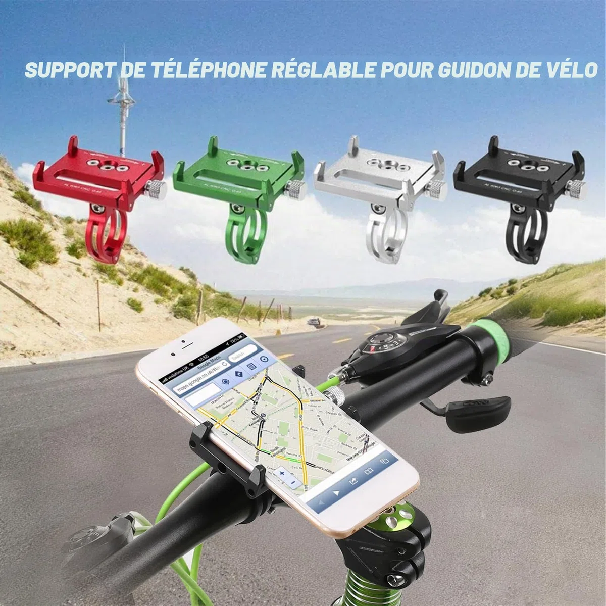 Lixada Universal Support de Téléphone de Réglable Vélo de Support GPS Bracket Cradle Clamp pour Vélo de Montagne (Noir)