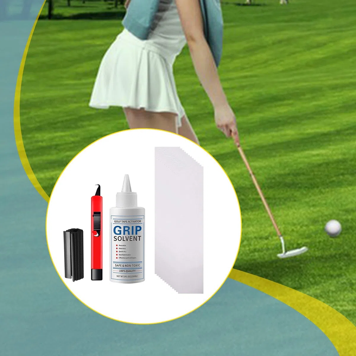 perfk Kit de Grips de Golf 150 ML : solvant pour Ruban adhésif de Grip de Golf, Outils Essentiels pour Les golfeurs, Accessoires de Remplacement et de