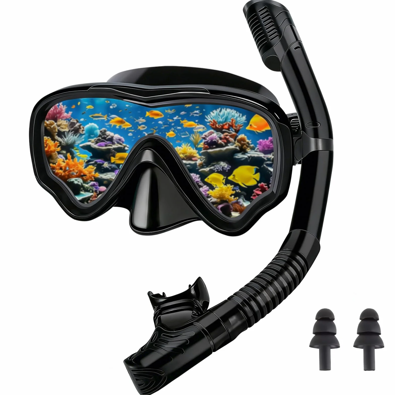 Masque de Plongée pour Adulte, Masque de Plongee avec Tuba, Lunettes de Plongée Panoramiques Anti-buée Anti-Fuite, Masque de Plongée pour la Plongée en Apnée, la Plongée en Apnée, la Natation