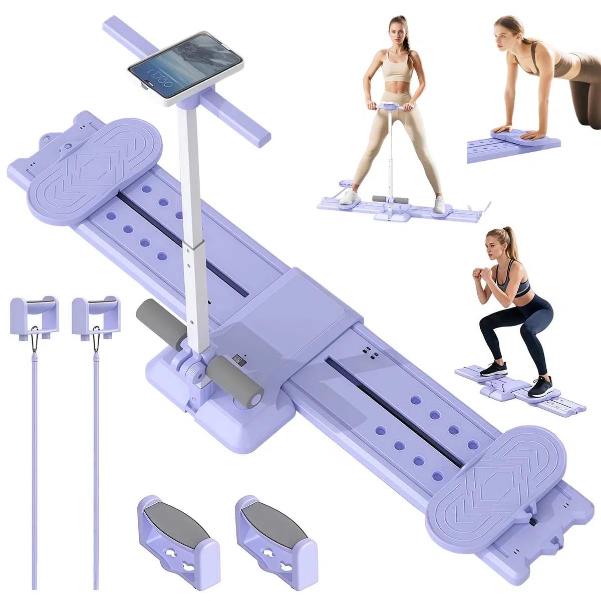 Machine de Ski 5-en-1, simulateur de Ski, entraîneur de Jambes Pliable, Appareil de Fitness Cardio pour la Maison, Planche Pilates Reformer pour sculpter Le Corps, renforcer Les fessiers
