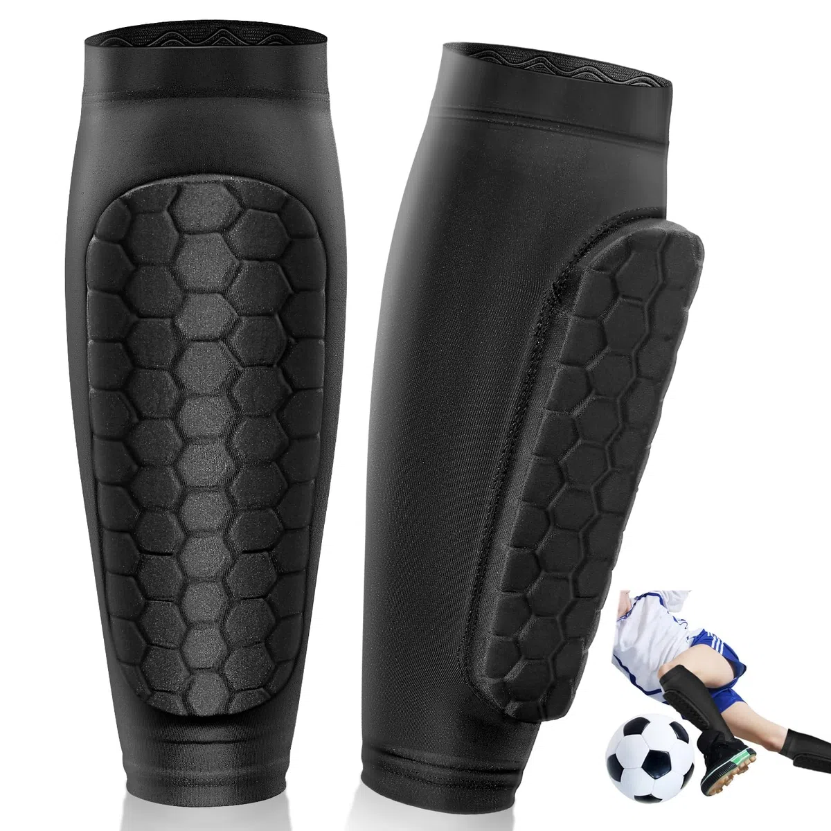 Protège Tibias Foot Enfant, 1 Paire de Protège-Tibias Légers et Respirants avec Pads pour Hommes et Femmes pour Jeux de Football, Le Basket-Ball, Jogging, Courir