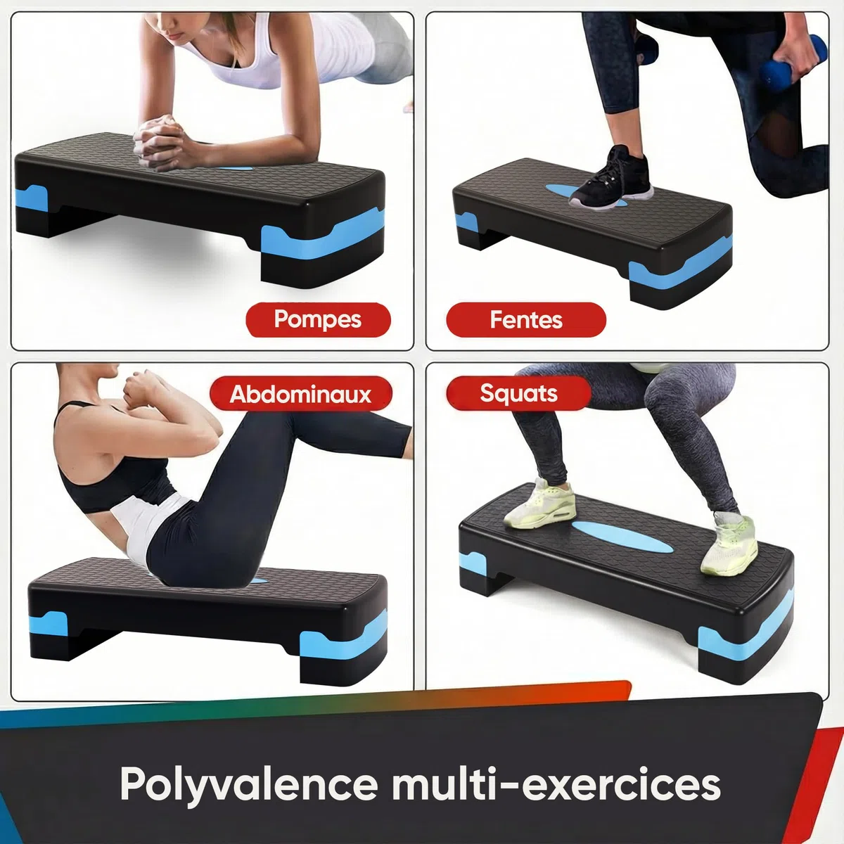 Ultrasport Step Aérobic I Antidérapant, Réglable sur 2 Niveaux I Stepper Fitness Appartement, Stepboard, Sport Stepbench 68 x 28 cm, Bleu